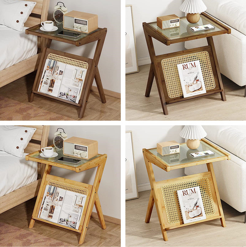 Limited time sale -Bamboo Rattan End Table with Storage