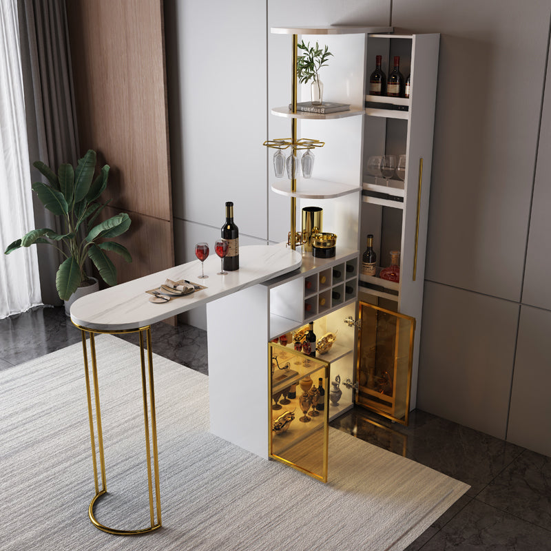 2021 New Design Modern Light Luxury Rotating Wine Bar Table with Cabinet
