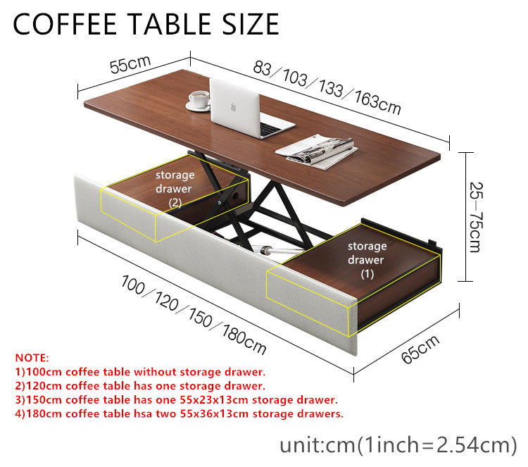 Last 3 days -Multifunction Sofa Bed with Electric Liftable Coffee Table