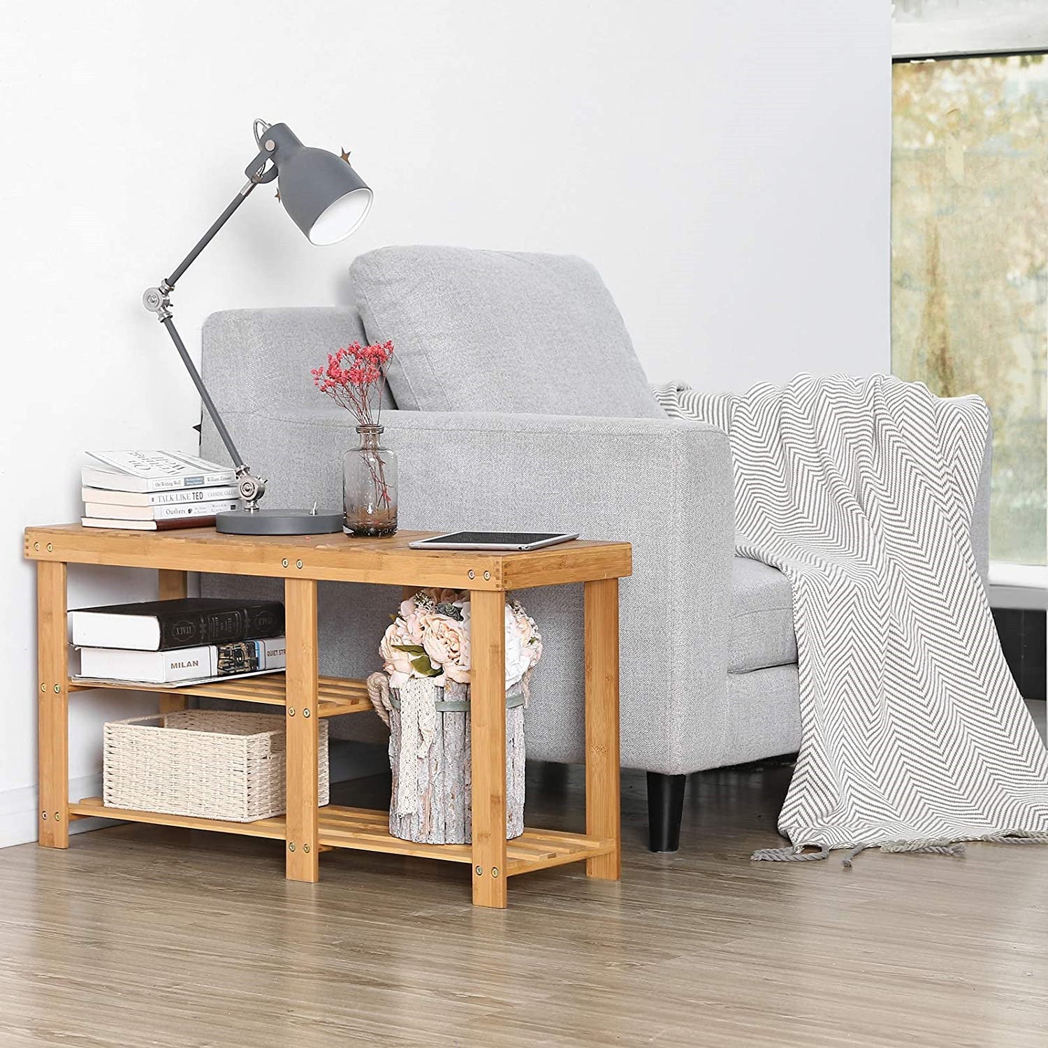 Limited time sale -Multifunction Bamboo Shoe Rack Bench Organizer Shelf