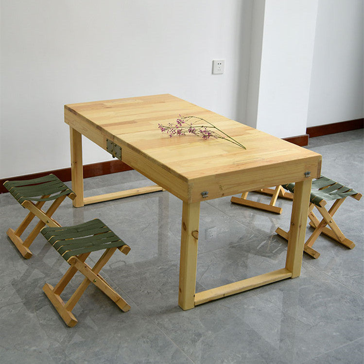 Solid Wood Folding Table with 4 Stools
