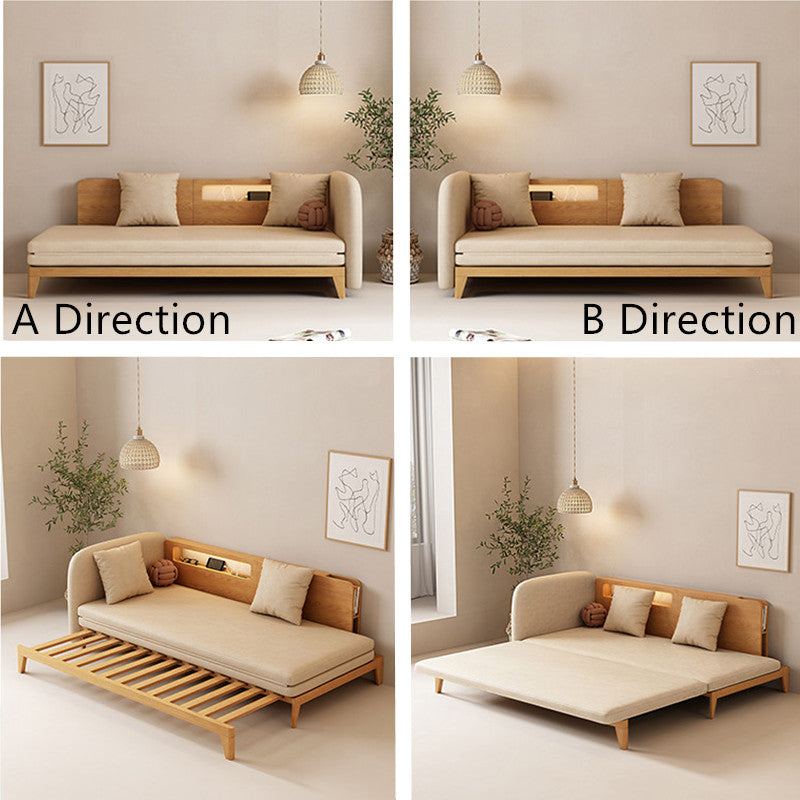 Pull Out Sofa Bed with Backrest and Single Armrest