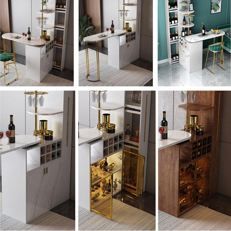 2021 New Design Modern Light Luxury Rotating Wine Bar Table with Cabinet