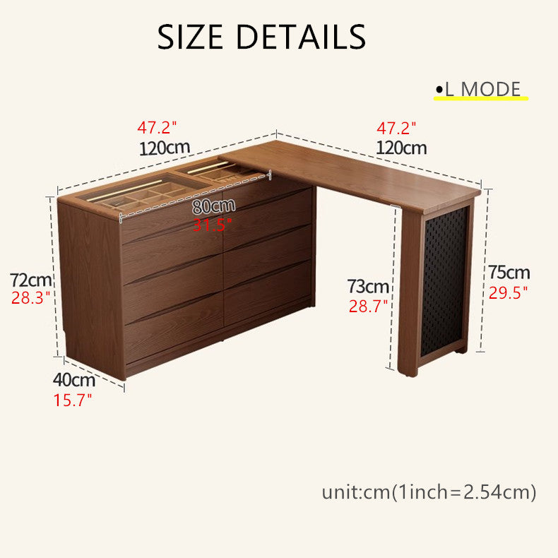 Light Luxury Extendable Vanity Table with 8-Drawer Accent Chest