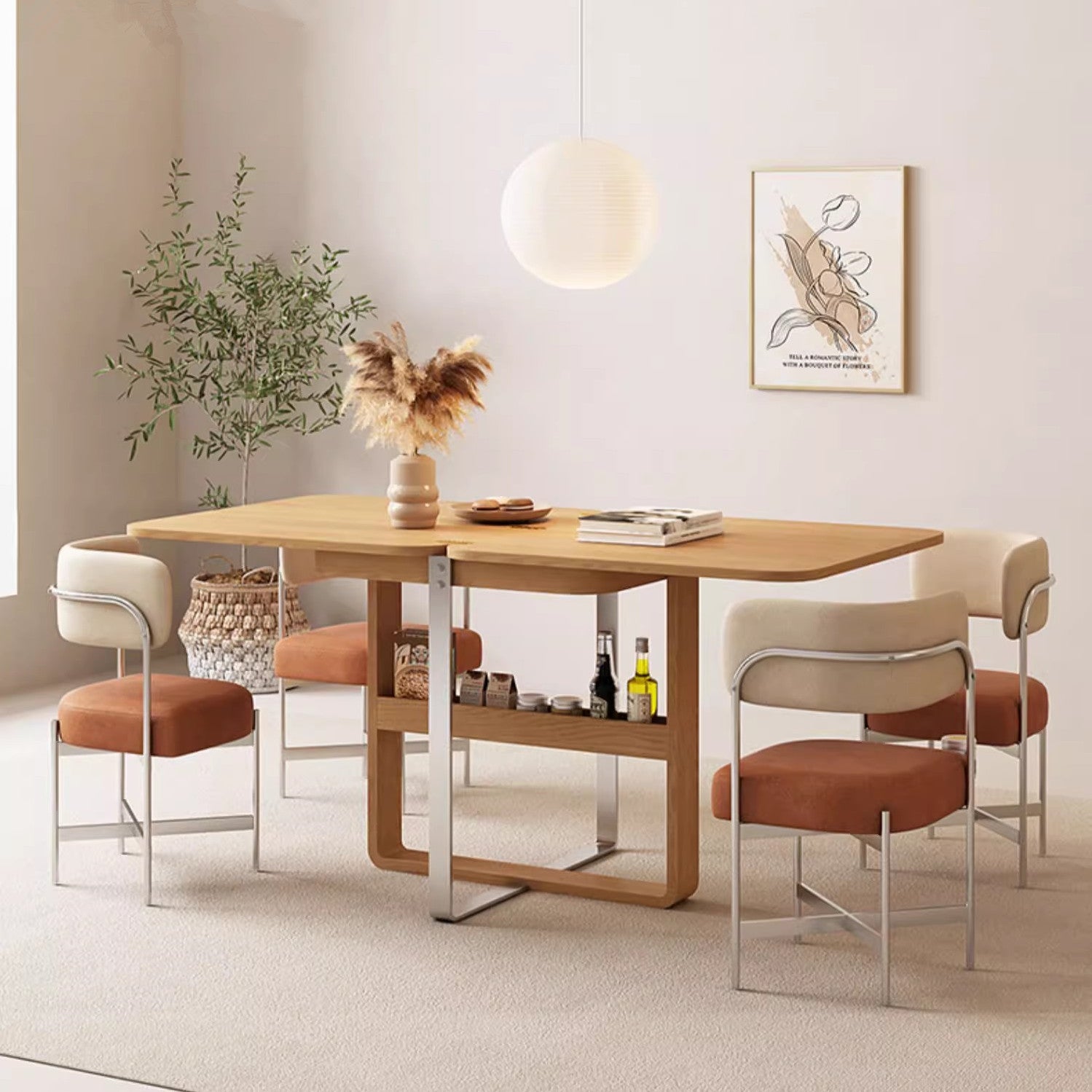 Limited time sale -Extendable Tabletop Solid Wood Dining Table