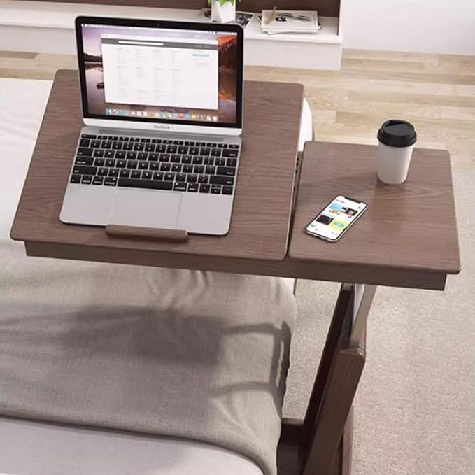 Height Adjustable C Shaped End Table with Tiltable Table Top