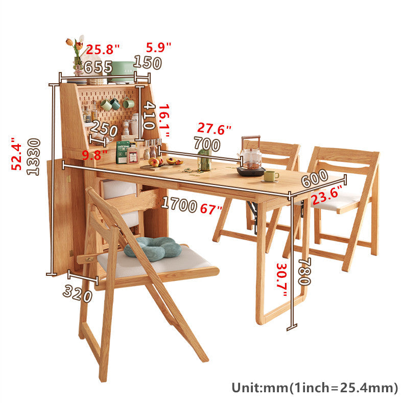 Foldable and Expandable Dining Table with Peg Board