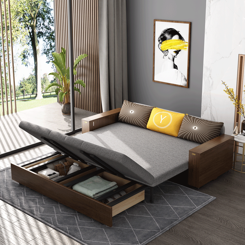 Multifunction Sofa Bed with Folding Armrest Table