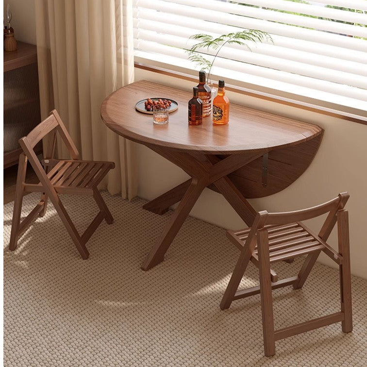 Solid Wood Double Drop Leaf Round Table