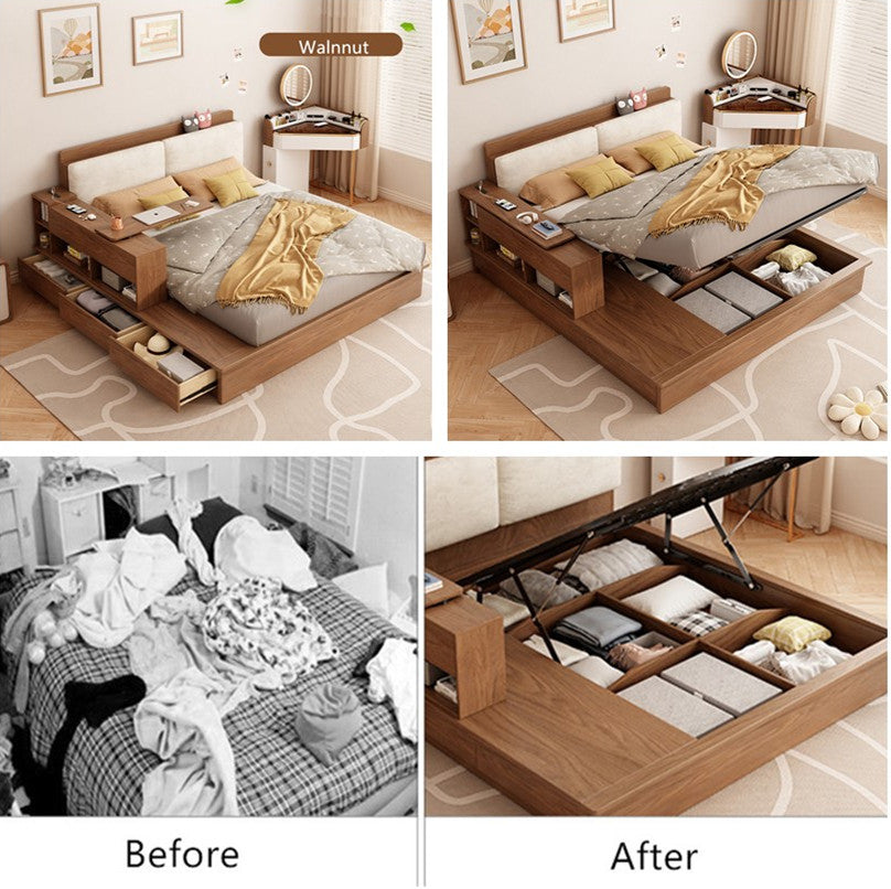 Lift Up Storage Bed With Rotating Desk and Drawers
