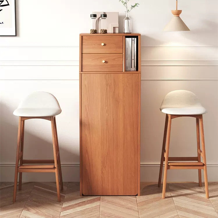 Folding Wine Bar Table with Pull Out Wine Rack