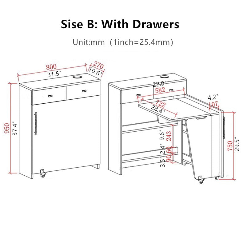 Foldable Corner Cabinet Desk