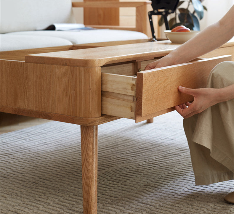 Solid Wood Lift Top Coffee Table with Drawers and Hidden Storage Compartments