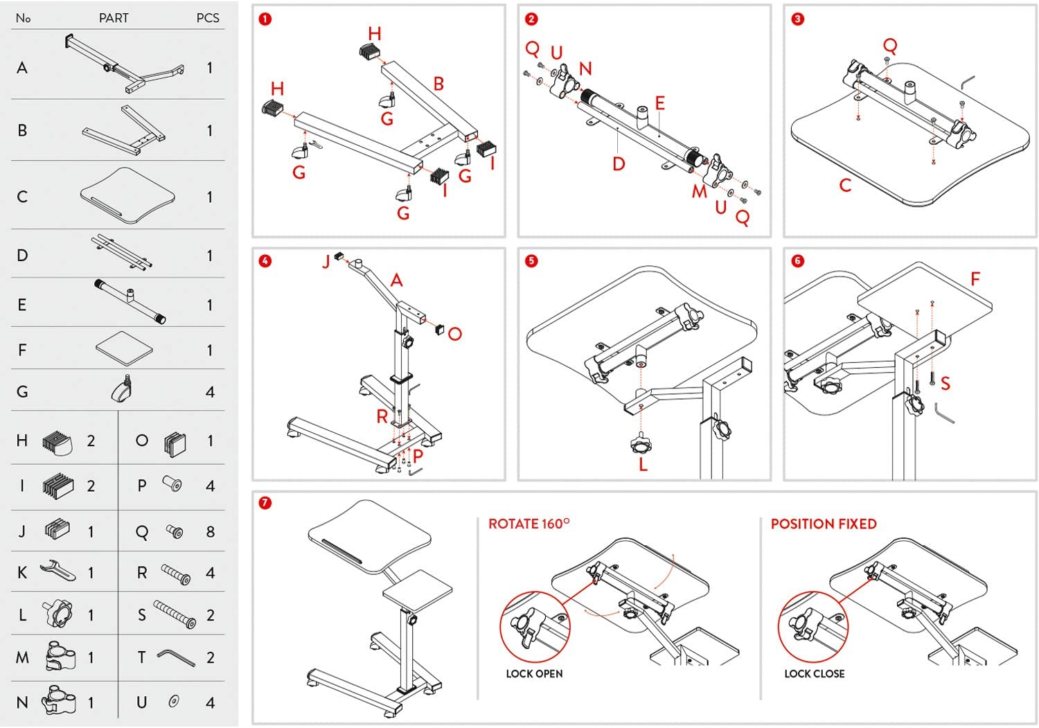 Limited time sale -Portable ans Adjustable Height Rolling Laptop Desk with Mouse Pad