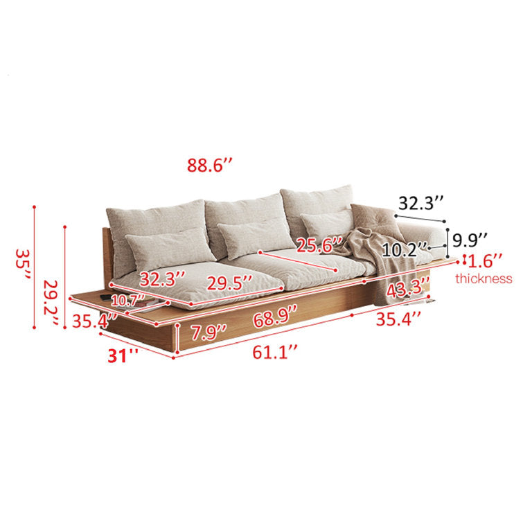 Limited time sale -Japandi Solid Wood Sofa with Storage Underneath