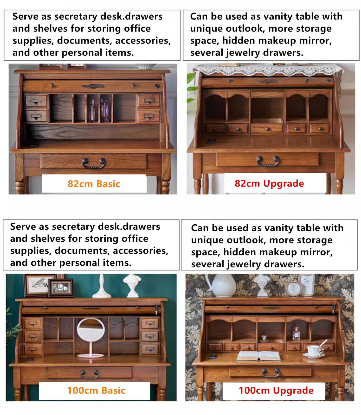 Roll Top Secretary Vanity Desk