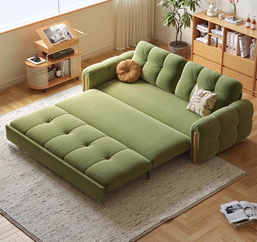 Anti-scratch Flannel Fabric Sofa Bed with Underneath Storage