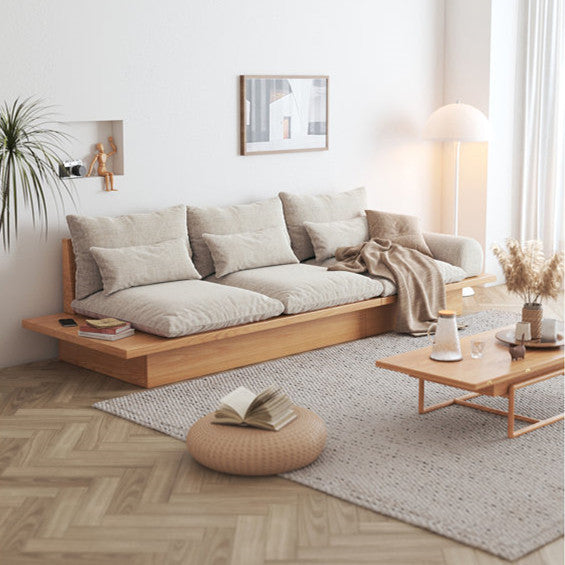 Limited time sale -Japandi Solid Wood Sofa with Storage Underneath