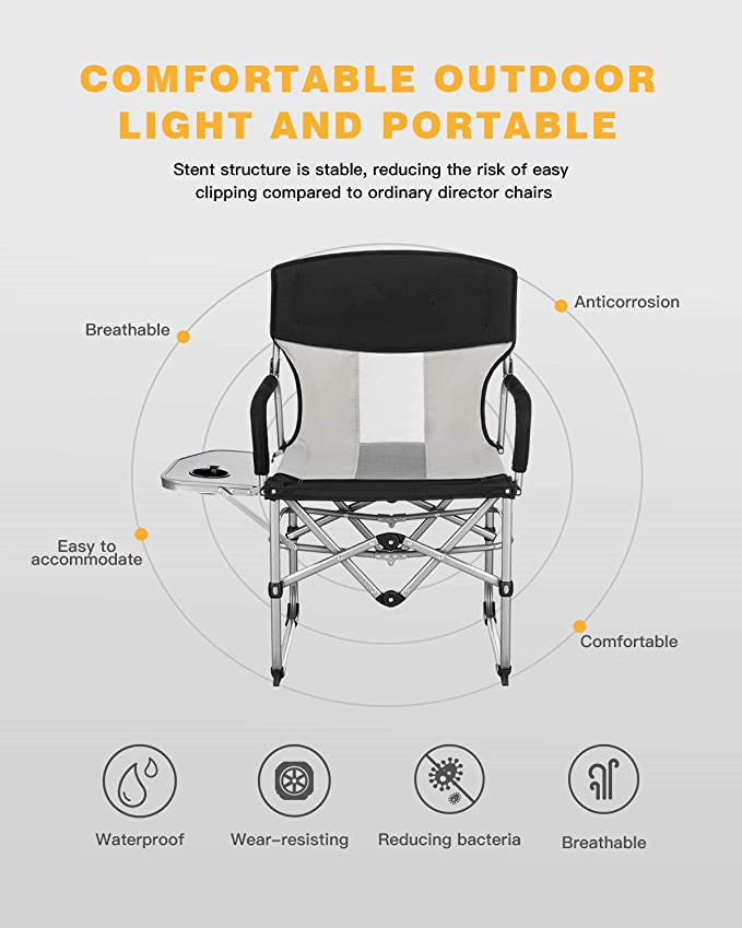 Limited time sale -Heavy Duty Compact Camping Folding Mesh Chair with Side Table and Handle