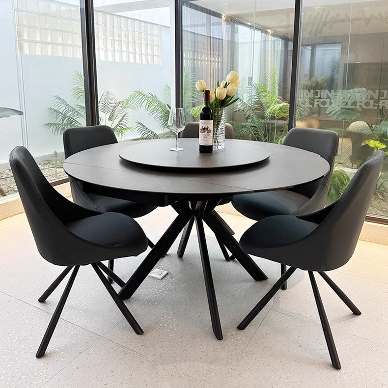 Rotating Extendable Rock Slab Top Round Dining Table