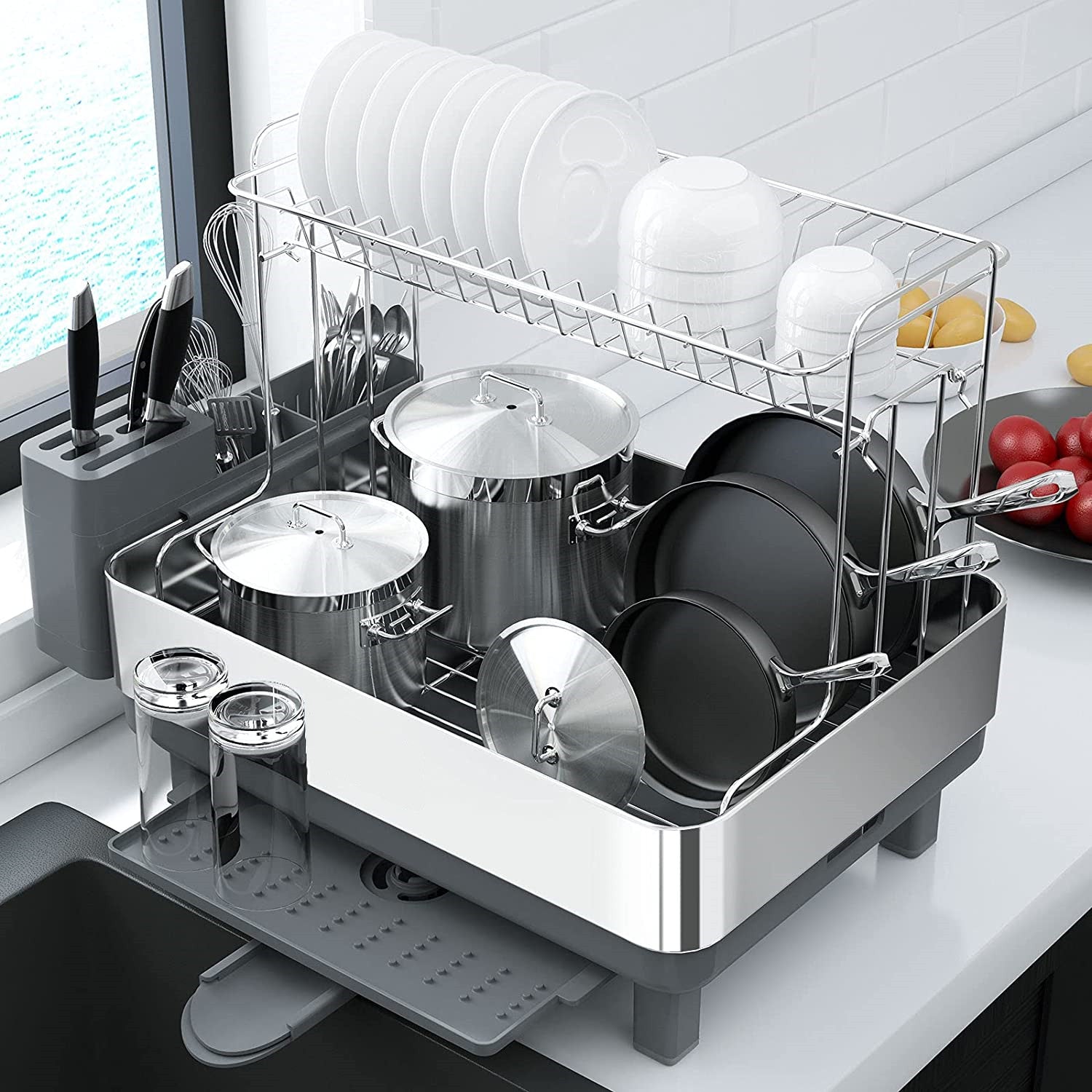 Limited time sale -Double Layer Stainless Steel Dish Drying Rack