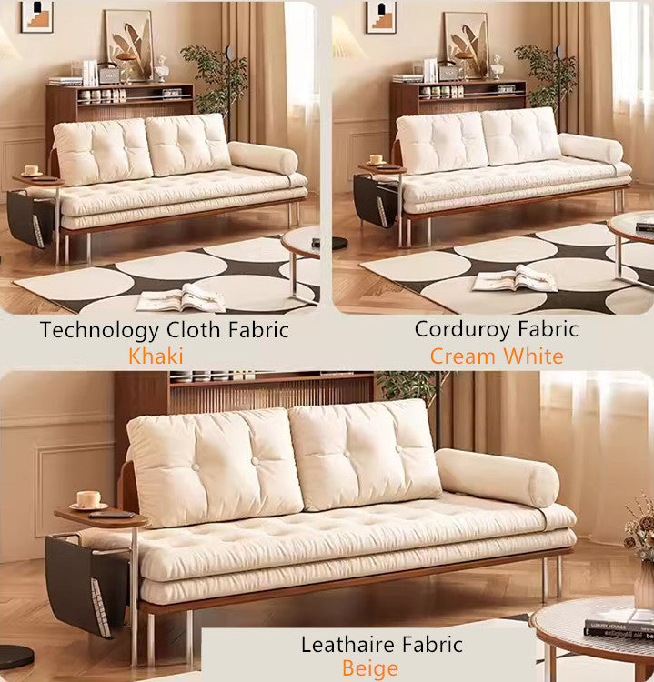 Nordic Minimalist Sofa Bed with Rotating Side Table