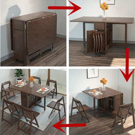 Drop Leaf Folding Dining Table With Foldable Chairs Set 5-Piece