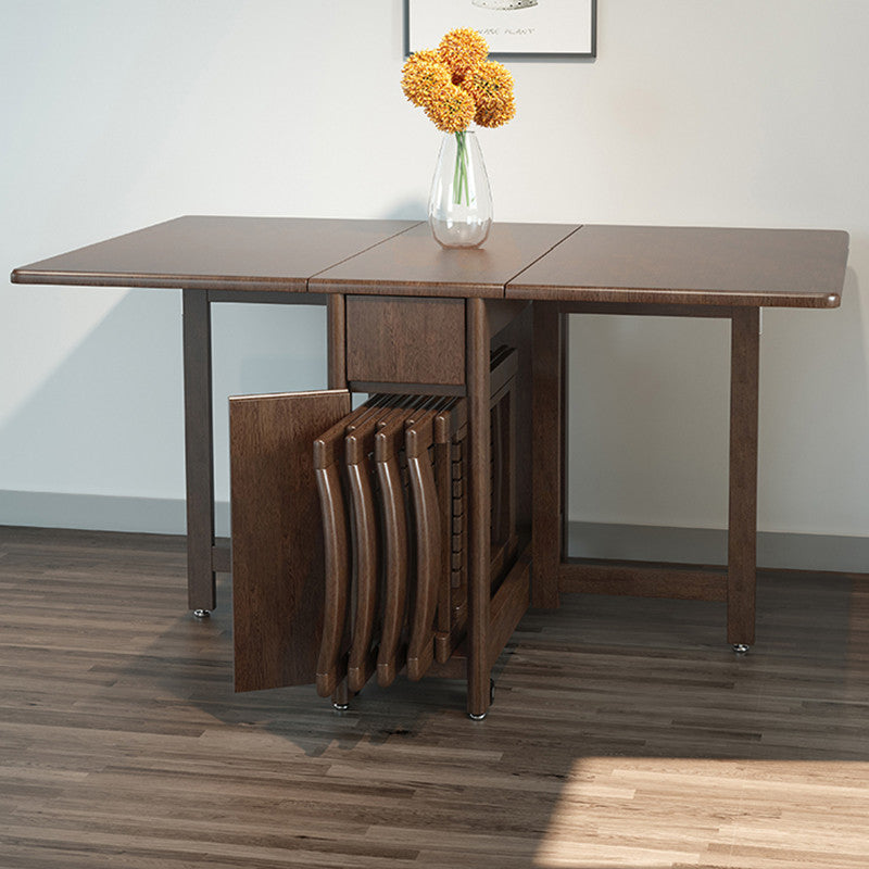 Drop Leaf Folding Dining Table With Foldable Chairs Set 5-Piece