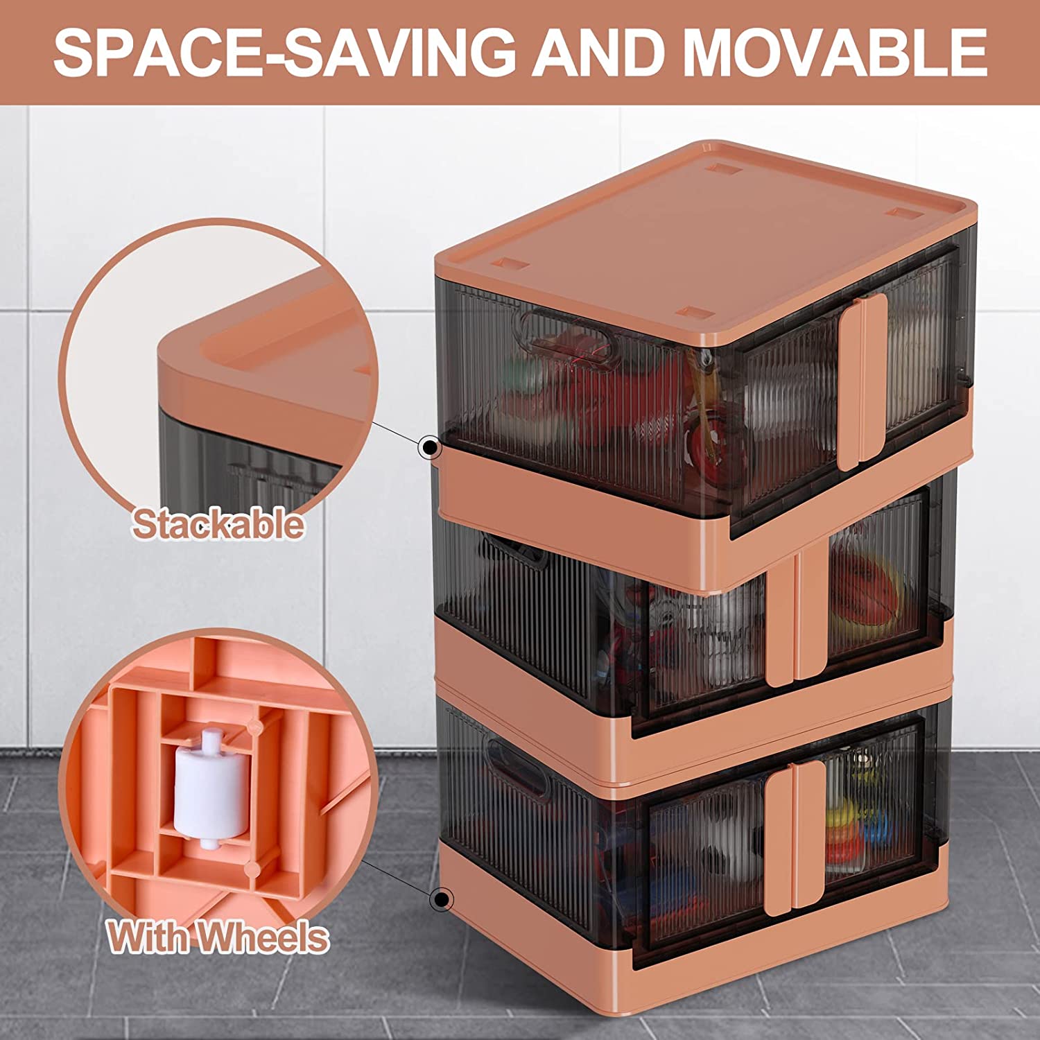 Limited time sale -Stackable and Collapsible Storage Bins with Lids and Doors