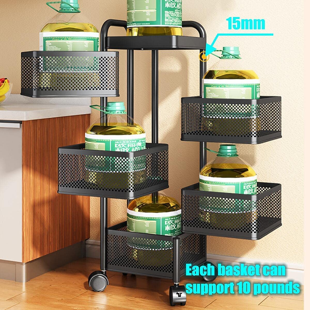 Limited time sale -Multi- Layer Rotating Kitchen Storage Rack with Universal Wheels