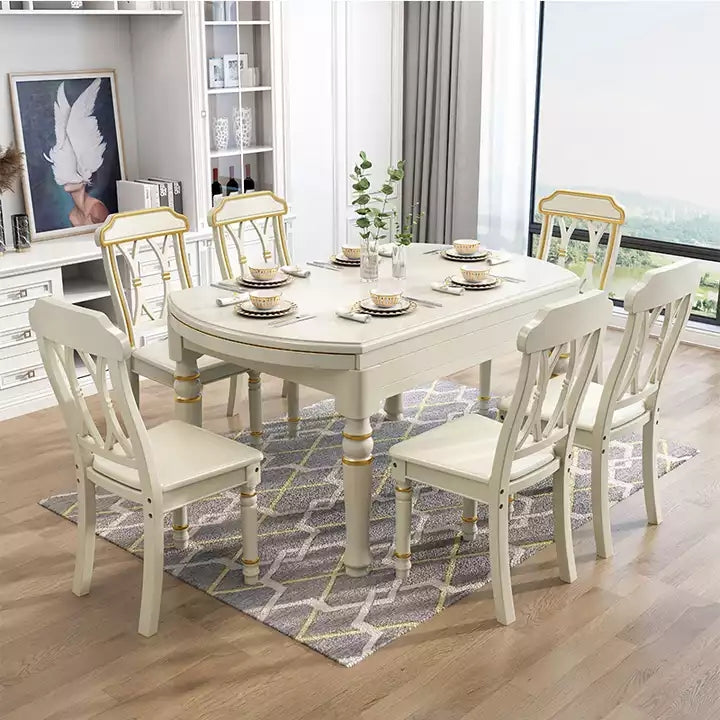 Limited time sale -2 In 1 Round Square Solid Wood Dining Table Set