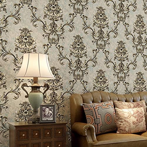 🎉[Free shipping]Prior.choice 10X0.53M 3D Vintage Luxury Gold Damask 5 Colors Embossed Textured Non-Woven Wallpaper Roll for Bedroom Livingroom 1.73' W x 32.8' L=5.3㎡ (57sq.ft)