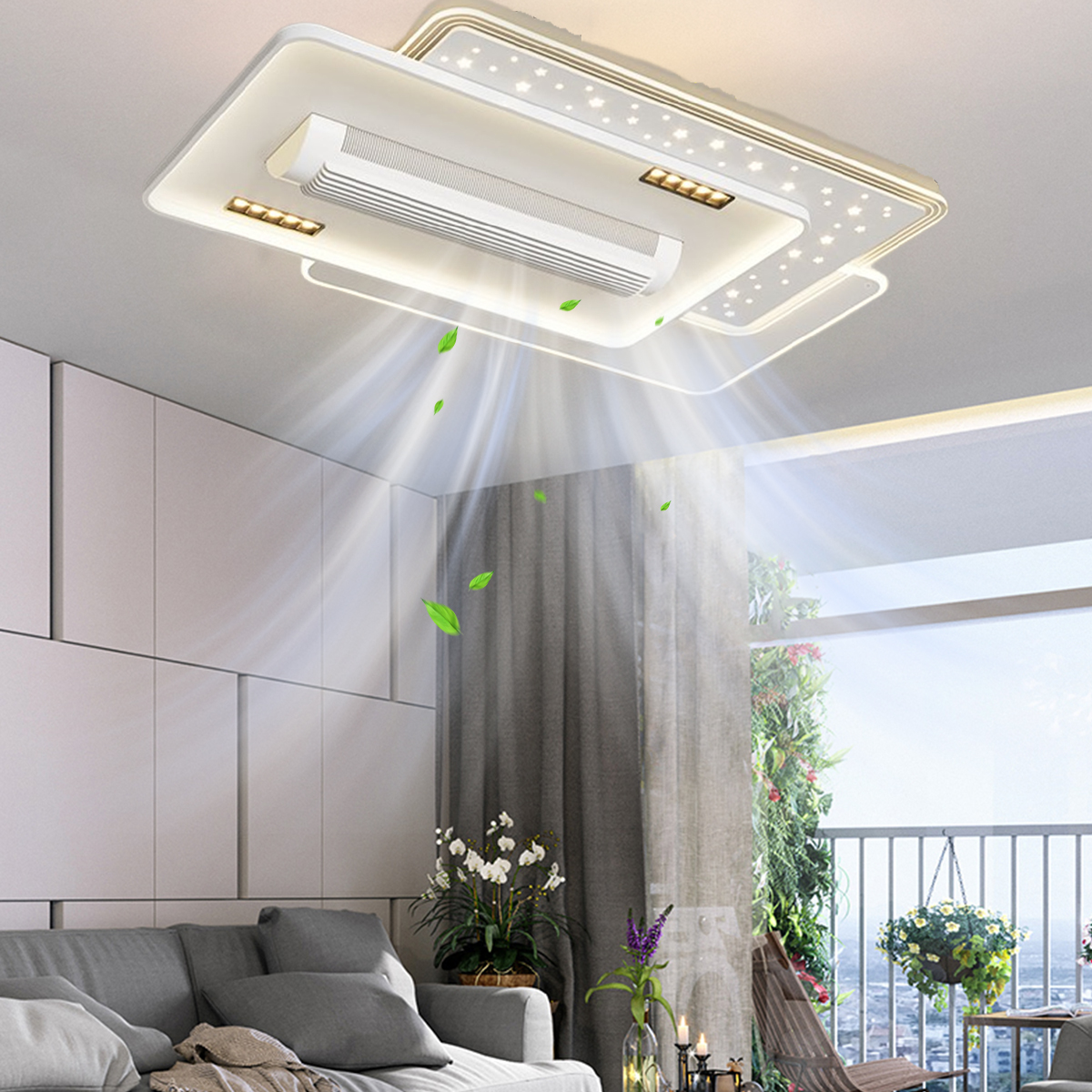 Plafonnier LED moderne et simple avec télécommande et ventilateur sans pales, spots pour chambre, salon et éclairage de toute la maison (Guangdong)