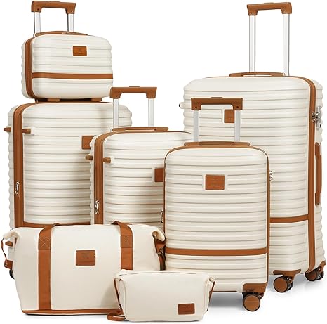 🔥【Jumia warehouse clearance】Joyway Luggage Set 7 Piece Suitcase Sets with Spinner Wheel,Hardside Expandable Travel Laggage with TSA Lock (18/20/24/28 White