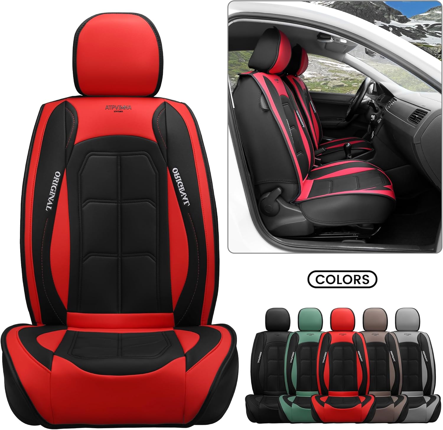 🔥【The last 32 sets】ATPVIMNA Full Package Nappa Leather Car Seat Covers, All Season Microfiber Skin Surface, Synthetic Fiber Fill🎉🎉🎉