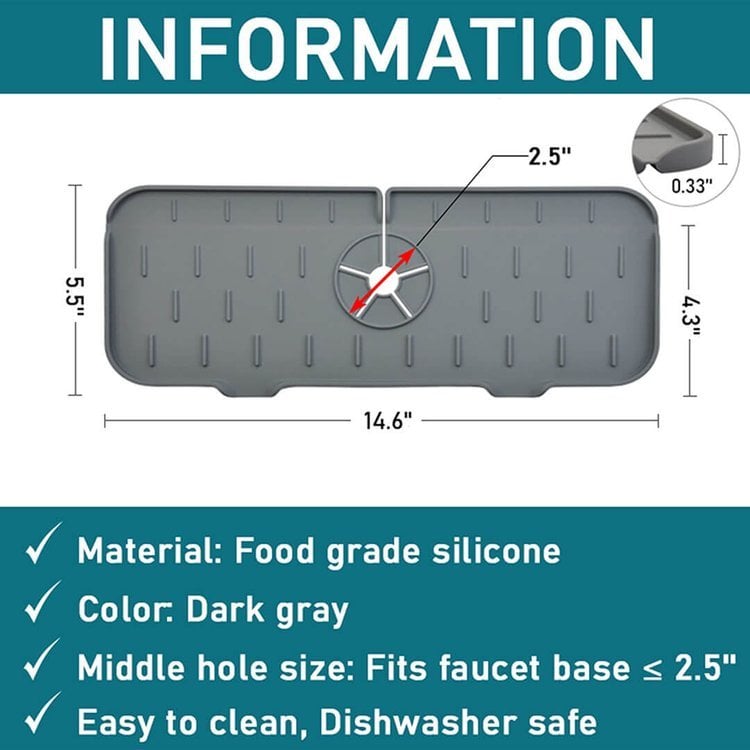 KitchenGuard Silicone Faucet Handle Drip Catcher Tray 