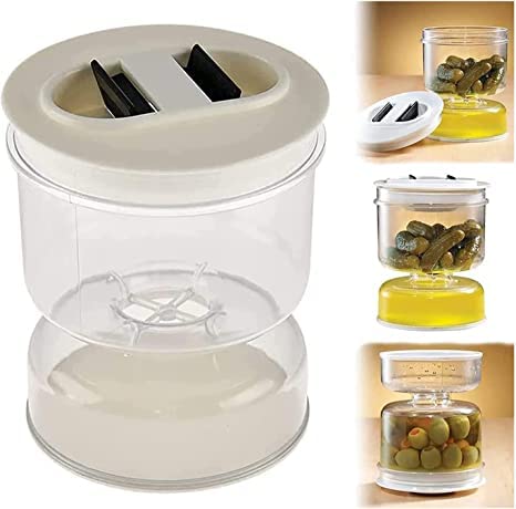 Pickle and Olives Jar Container with Strainer 