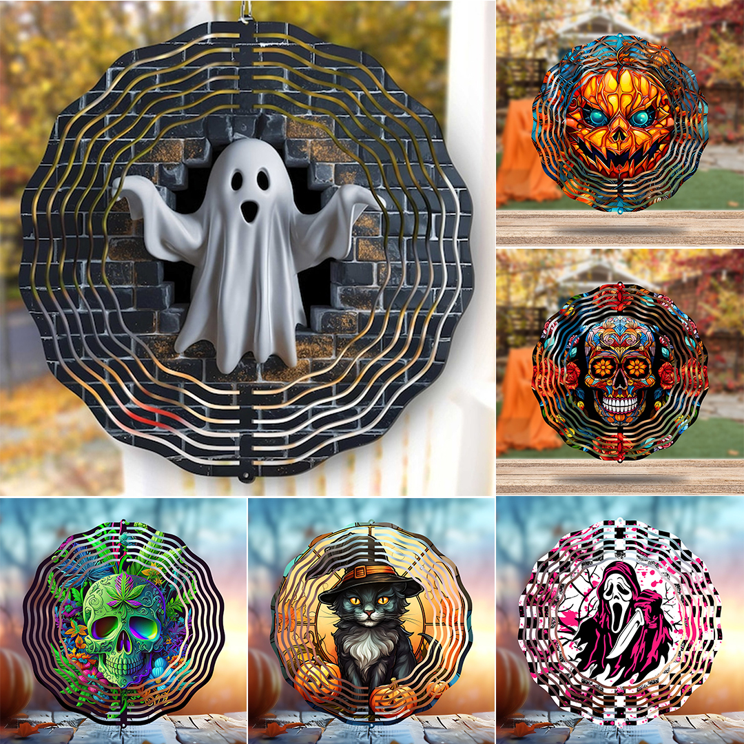 Kiss My Scary Booty Halloween Ghost Two-Sided Wind Spinner