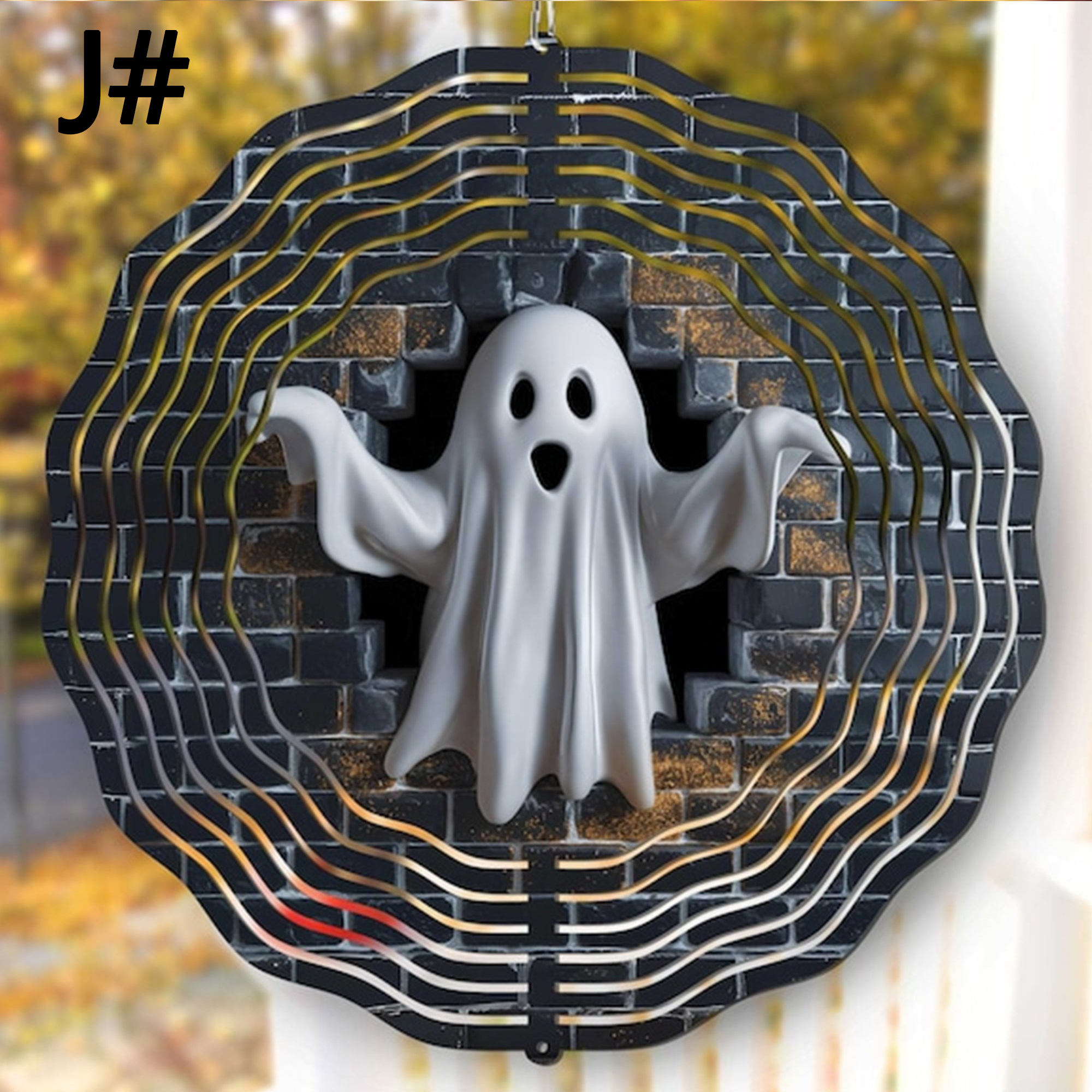 Kiss My Scary Booty Halloween Ghost Two-Sided Wind Spinner