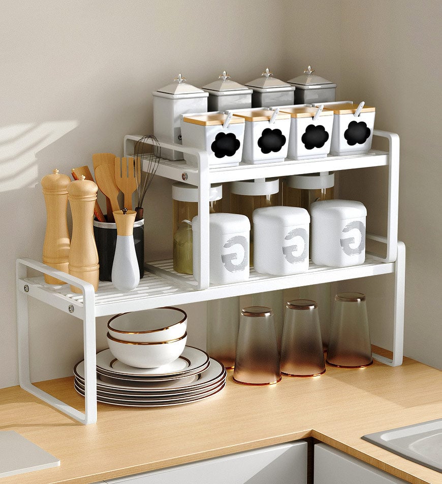 Expandable Countertop Organizer in Steel with Rust Resistant For Kitchen Pantry F46 