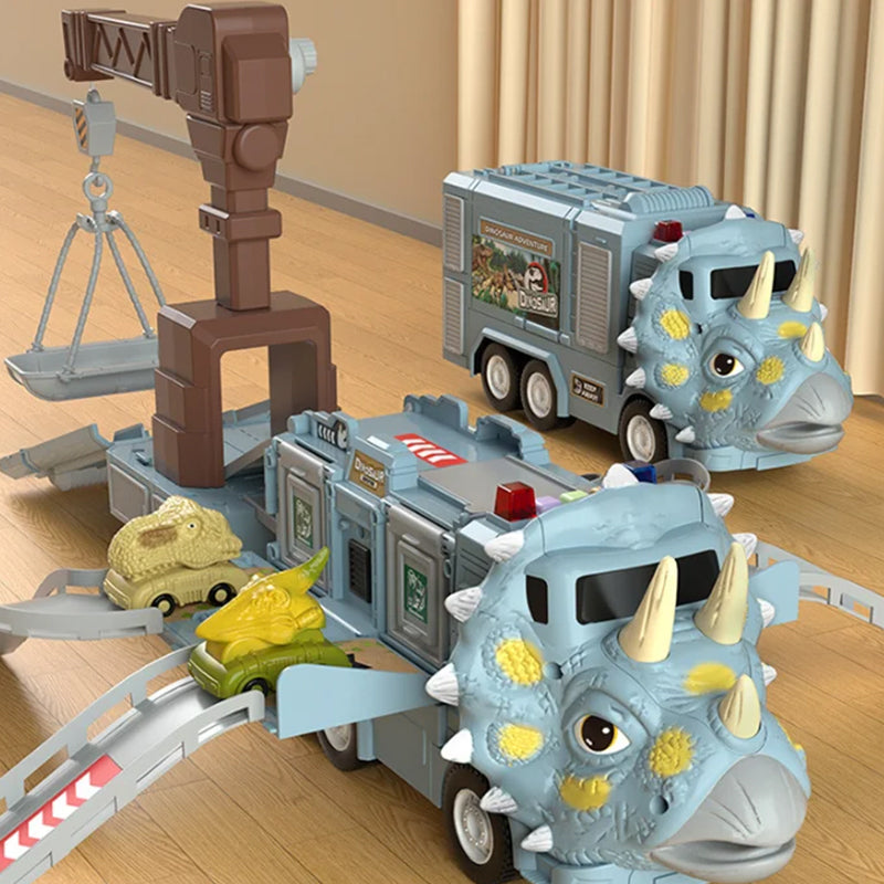 New Dinosaur Transforming Engineering Truck Track Toy Set