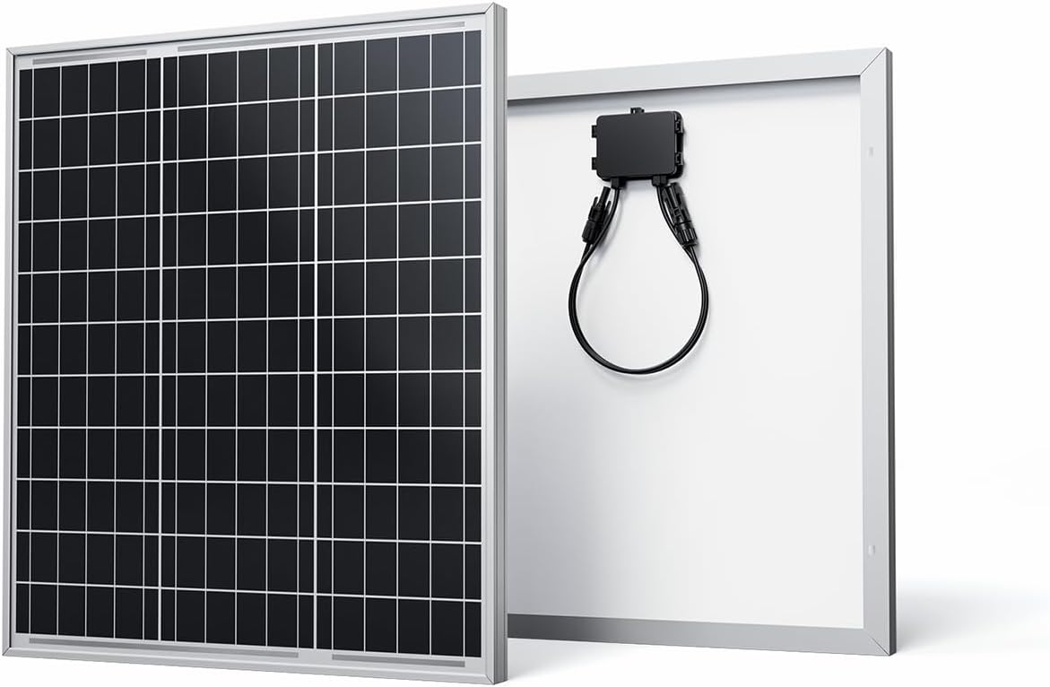 Renogy 2PCS Solar Panels 100 Watt 12 Volt, High-Efficiency Monocrystalline PV Module Power Charger for RV Marine Rooftop Farm Battery and Other Off-Grid Applications, 2-Pack 100W