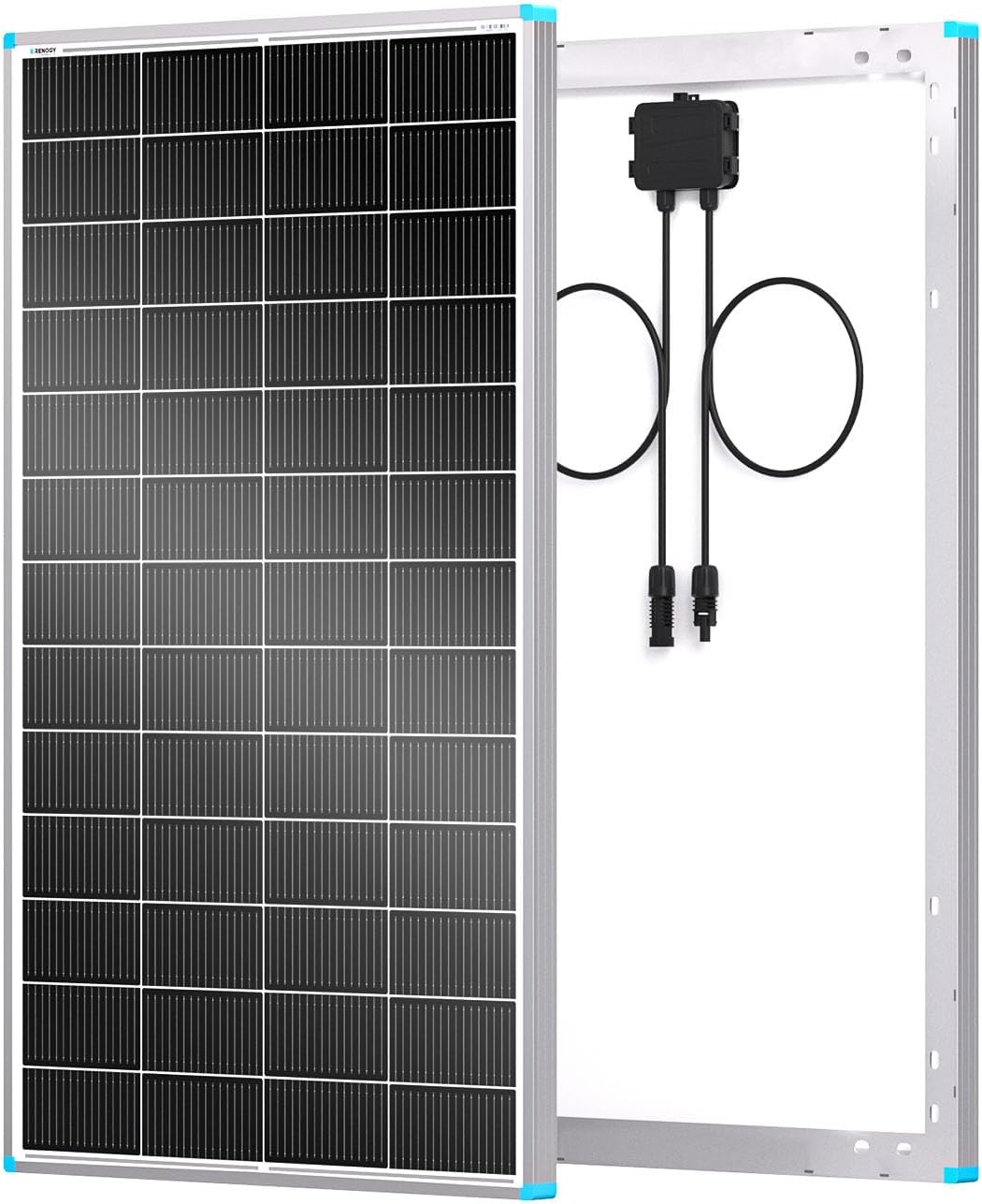 Renogy 2PCS Solar Panels 100 Watt 12 Volt, High-Efficiency Monocrystalline PV Module Power Charger for RV Marine Rooftop Farm Battery and Other Off-Grid Applications, 2-Pack 100W
