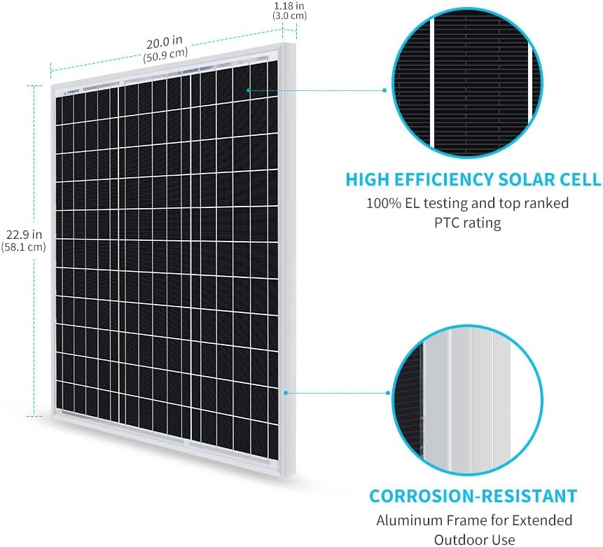 Renogy 2PCS Solar Panels 100 Watt 12 Volt, High-Efficiency Monocrystalline PV Module Power Charger for RV Marine Rooftop Farm Battery and Other Off-Grid Applications, 2-Pack 100W