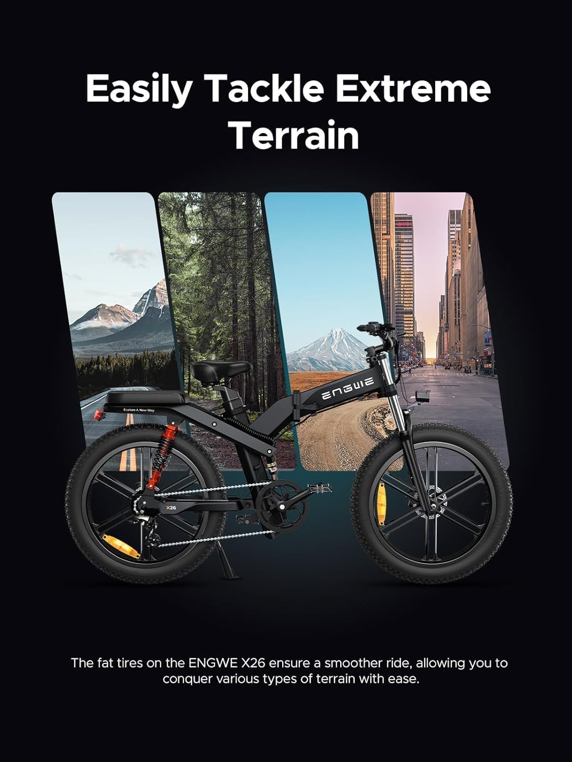 Promotions 🔥X24/X26 1200W Electric Bike for Adults, 26 x 4.0 Fat Tire Folding Ebike with Single/Dual Removable Battery 48V 19.2AH/+10AH up to 62/94Miles & 31MPH