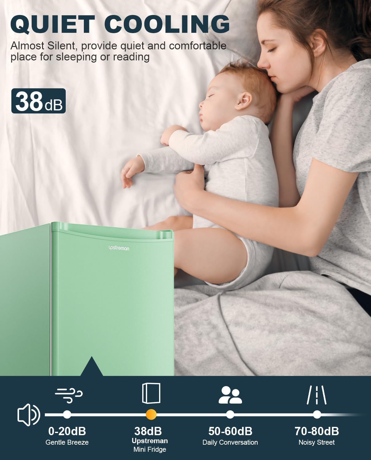 Upstreman 3.2 Cu.Ft Mini Fridge with Freezer, Single Door Mini Fridge, Dorm Fridge, Adjustable Thermostat, Mini Refrigerator for Bedroom, Office, Dorm, Black-BR321