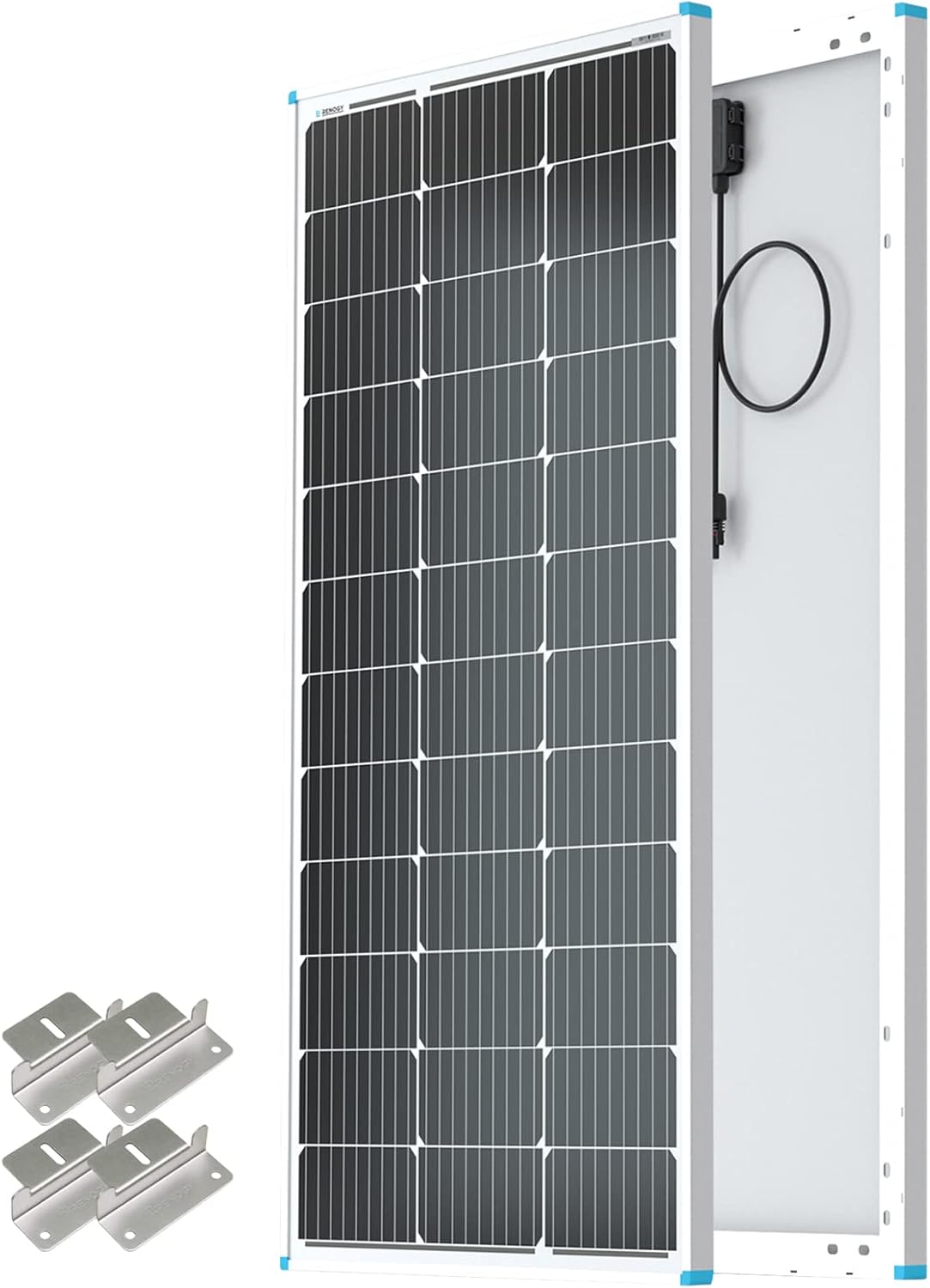 Renogy 2PCS Solar Panels 100 Watt 12 Volt, High-Efficiency Monocrystalline PV Module Power Charger for RV Marine Rooftop Farm Battery and Other Off-Grid Applications, 2-Pack 100W
