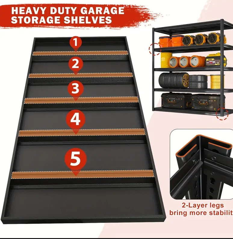 Industrial Strength Storage Solution: 5 Tier Adjustable Metal Garage Shelf