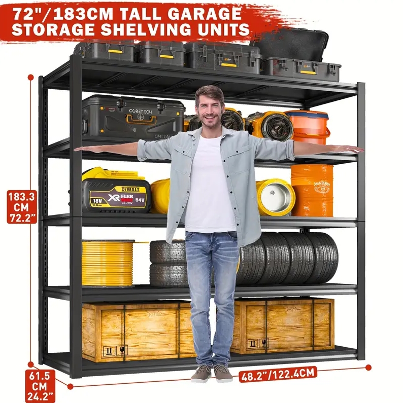 Industrial Strength Storage Solution: 5 Tier Adjustable Metal Garage Shelf