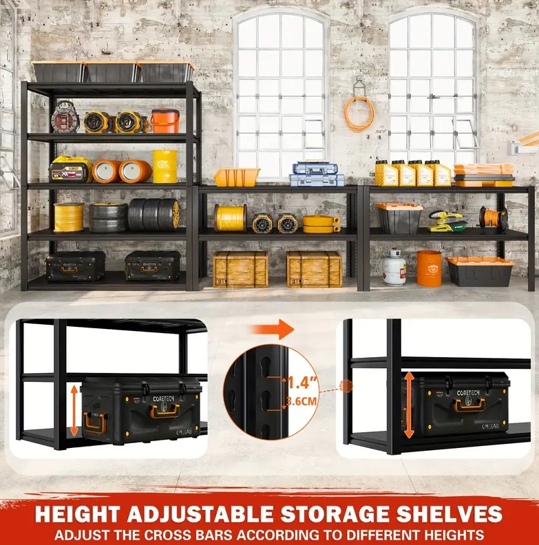 Industrial Strength Storage Solution: 5 Tier Adjustable Metal Garage Shelf